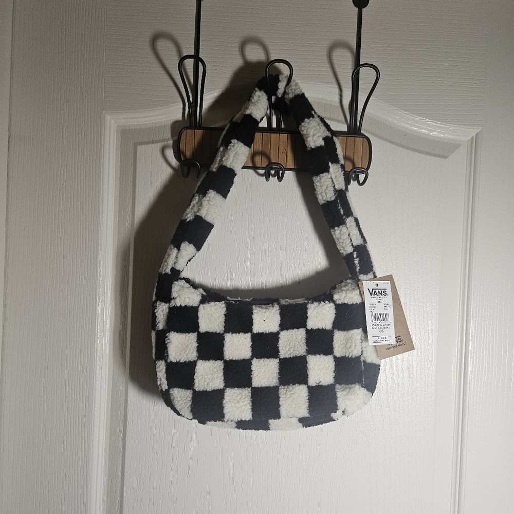 Vans classic Black & White Fuzzy Checkered shoulder mini bag NWT
